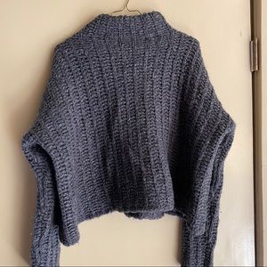 Aerie crop mock neck gray knit sweater